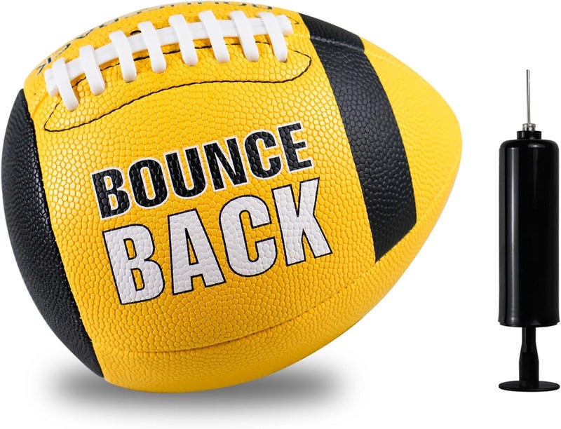 BOUNCEBACK Soft Leather Training Football, Youth Size & Official Size, Fatherless PU PassCatch Solo Enhancing Passing Catching(with Pump) - Image 1